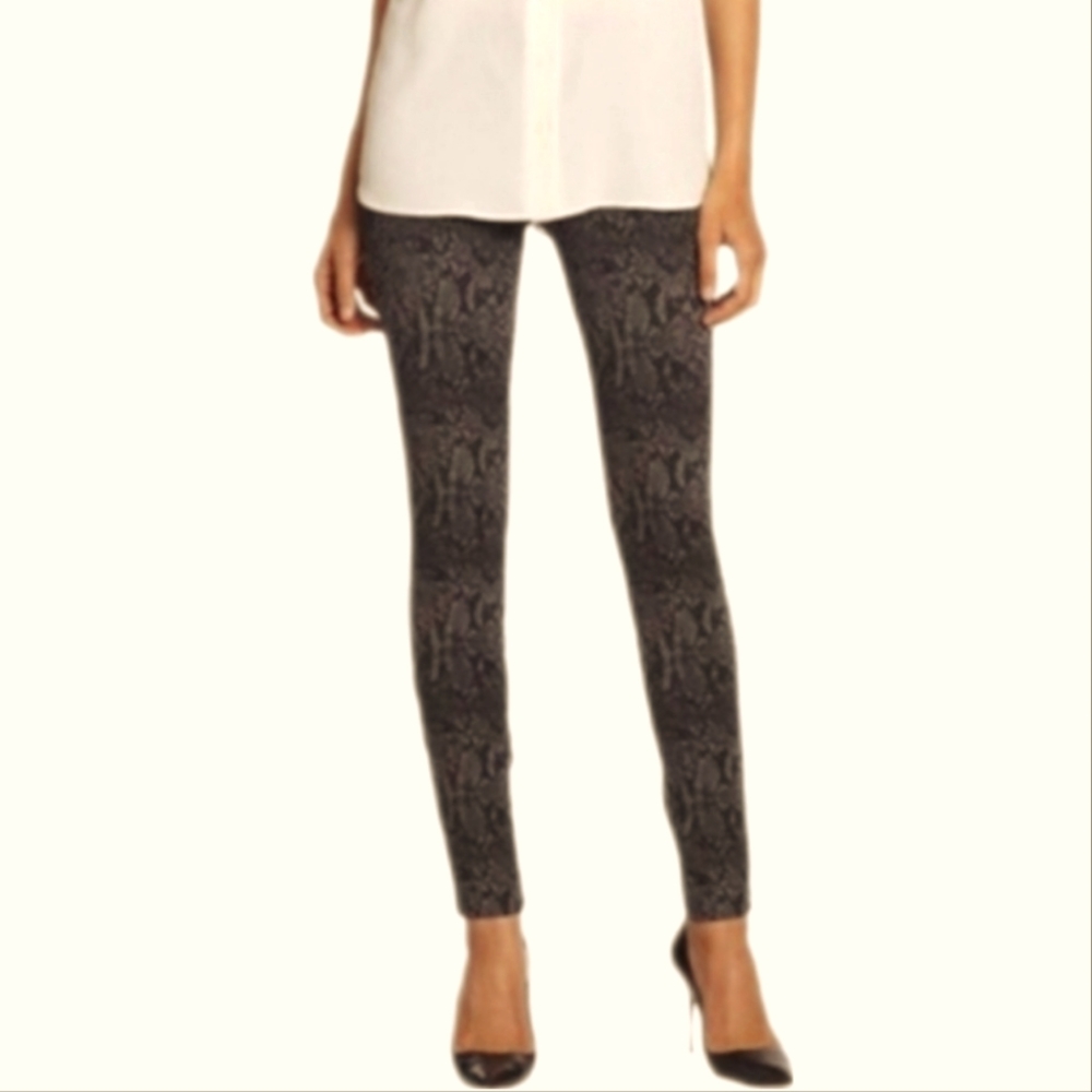 Anthropologie Joie Keena brown tan snakeskin animal print ponte leggings M.